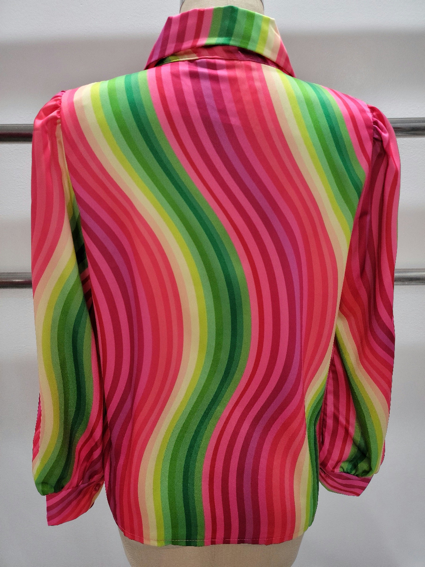 Wavy Colorful Button Up Top