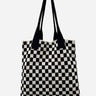 Checkered Print Knit Tote Bag