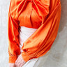 Vibrantly Tiger Orange Bow Blouse