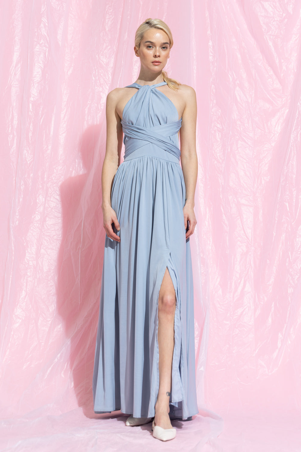 Icy Blue Halter Gown