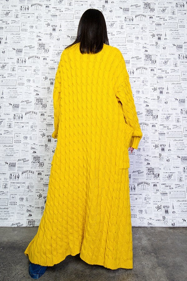 Cable Knit Long Cardigan Sweater