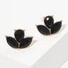 Onyx Flower Crystal Stud Earrings