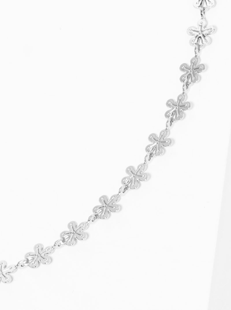 Flower Dainty Choker Necklace (Silver Costume Choker)