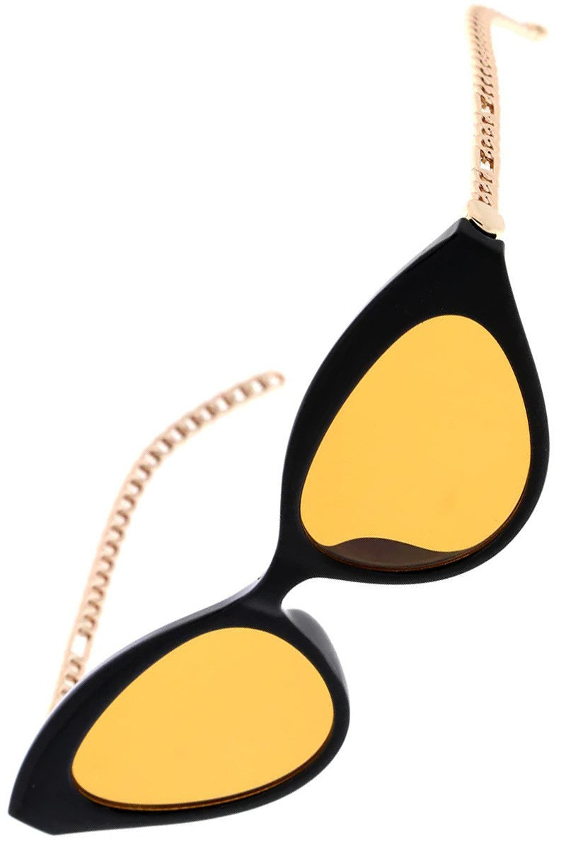 Eye Candy Cat Eye Sunglasses (Black / Mustard Shades)