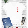 Weezie D White Queen of Hearts Graphic T-Shirt is how you show queen status. Wear proudly as the queen you are. Unisex & 100% Cotton t-shirt has a v-neckline, short sleeves & relaxed fit . Wear our comfy tee with your favorite denim for the weekend. Cinch you waistline by knotting the front, side or back. 100% Cotton.