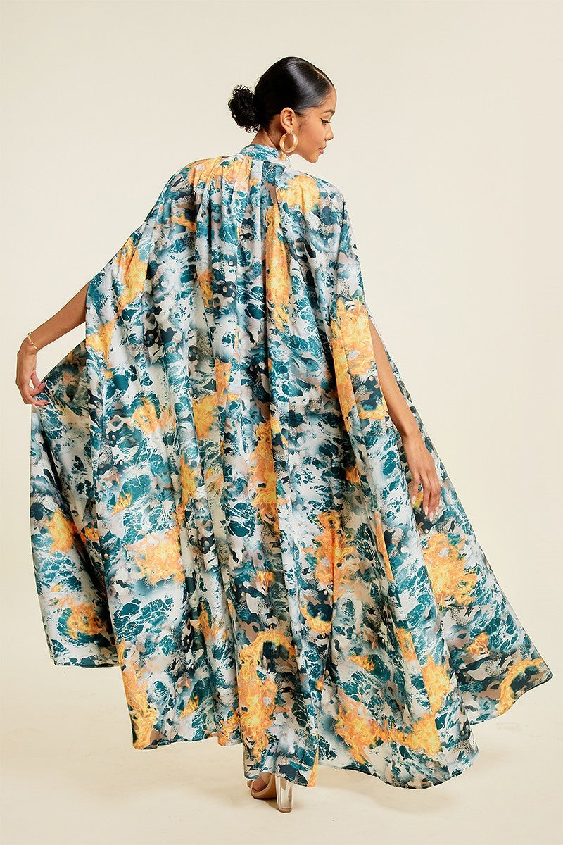 Lady in a Printed Cape Cardigan