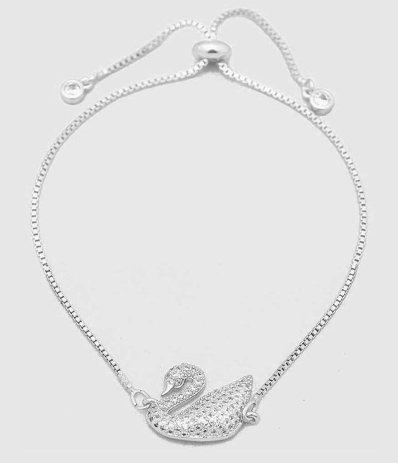 Swan Cubic Zirconia Slide Bracelet
