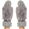 Furry Faux Fur Knit Mittens (Gray Color)