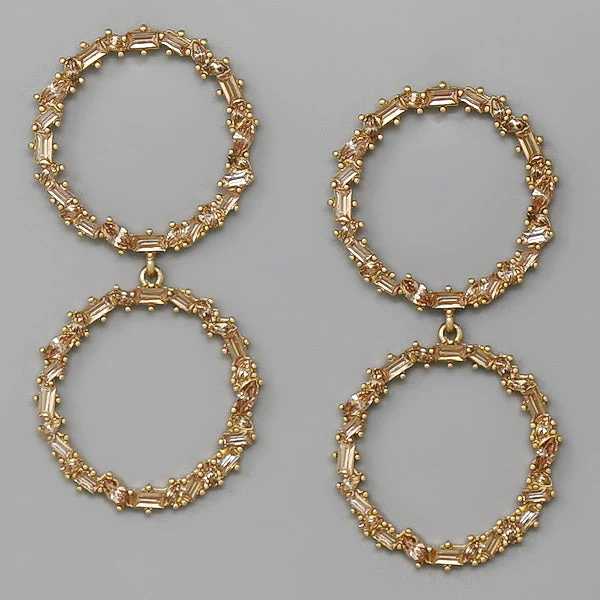 Glass Stone Circle Drop Earrings