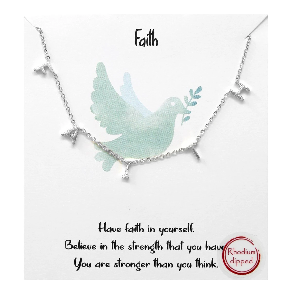 silver faith necklace word inspirational rhodium dipped faithful jewelry costume  accessories 