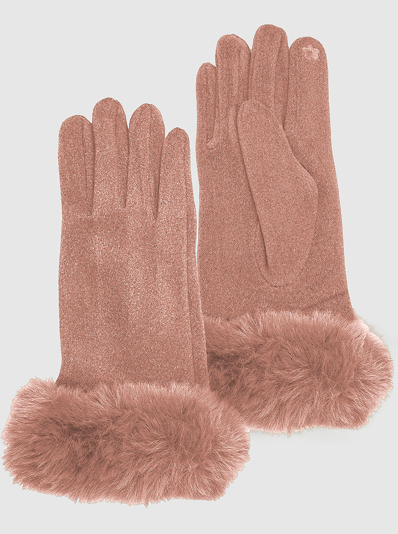 Faux Fur Cuff Knit Gloves