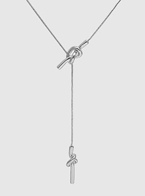 Silver Love Knot Lariat Necklace