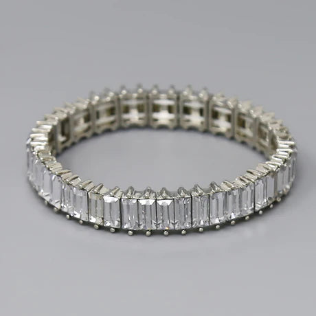 Crystal Glass Stone Stretch Bracelet (Clear Stones)