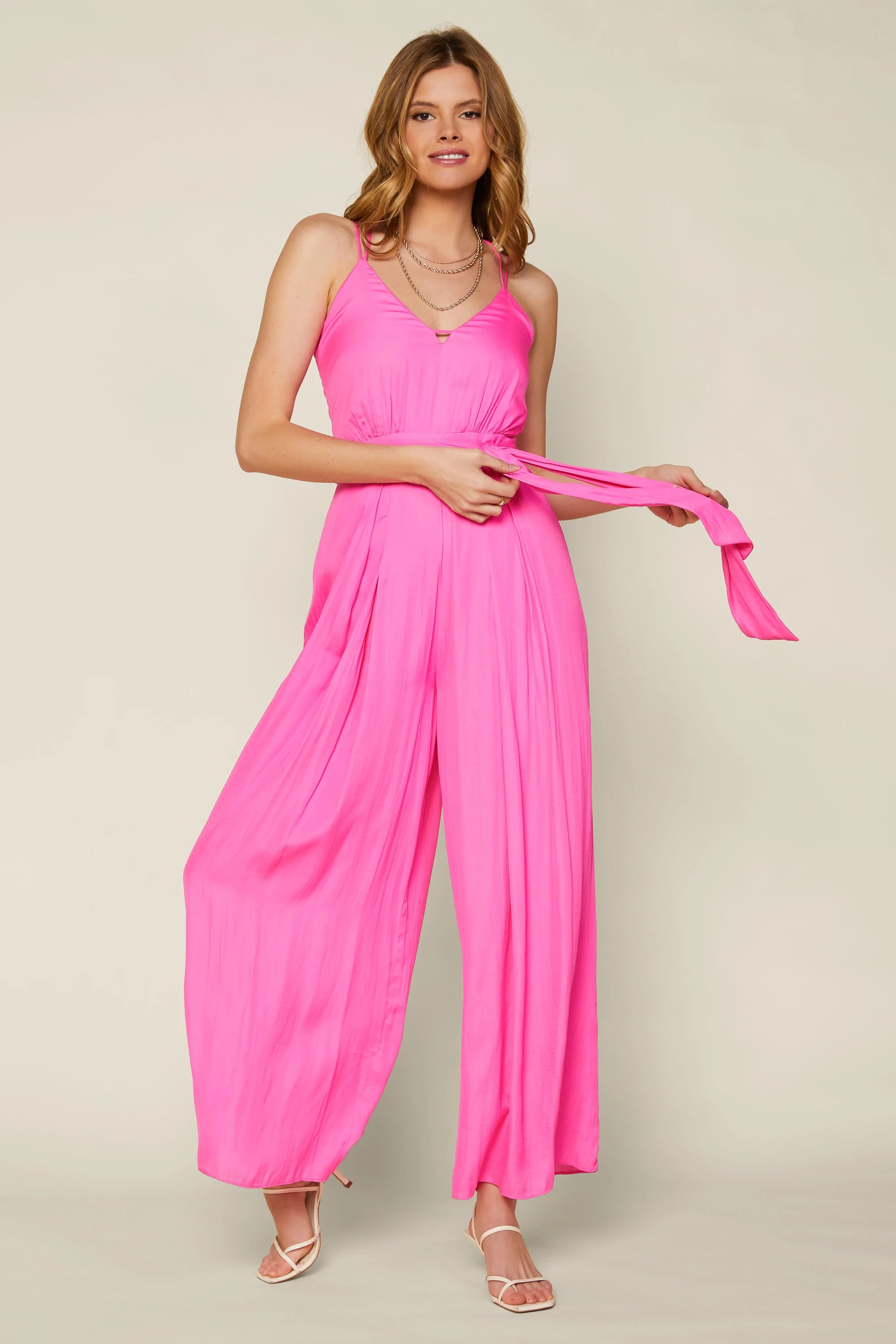 Pink Strappy Jumpsuit