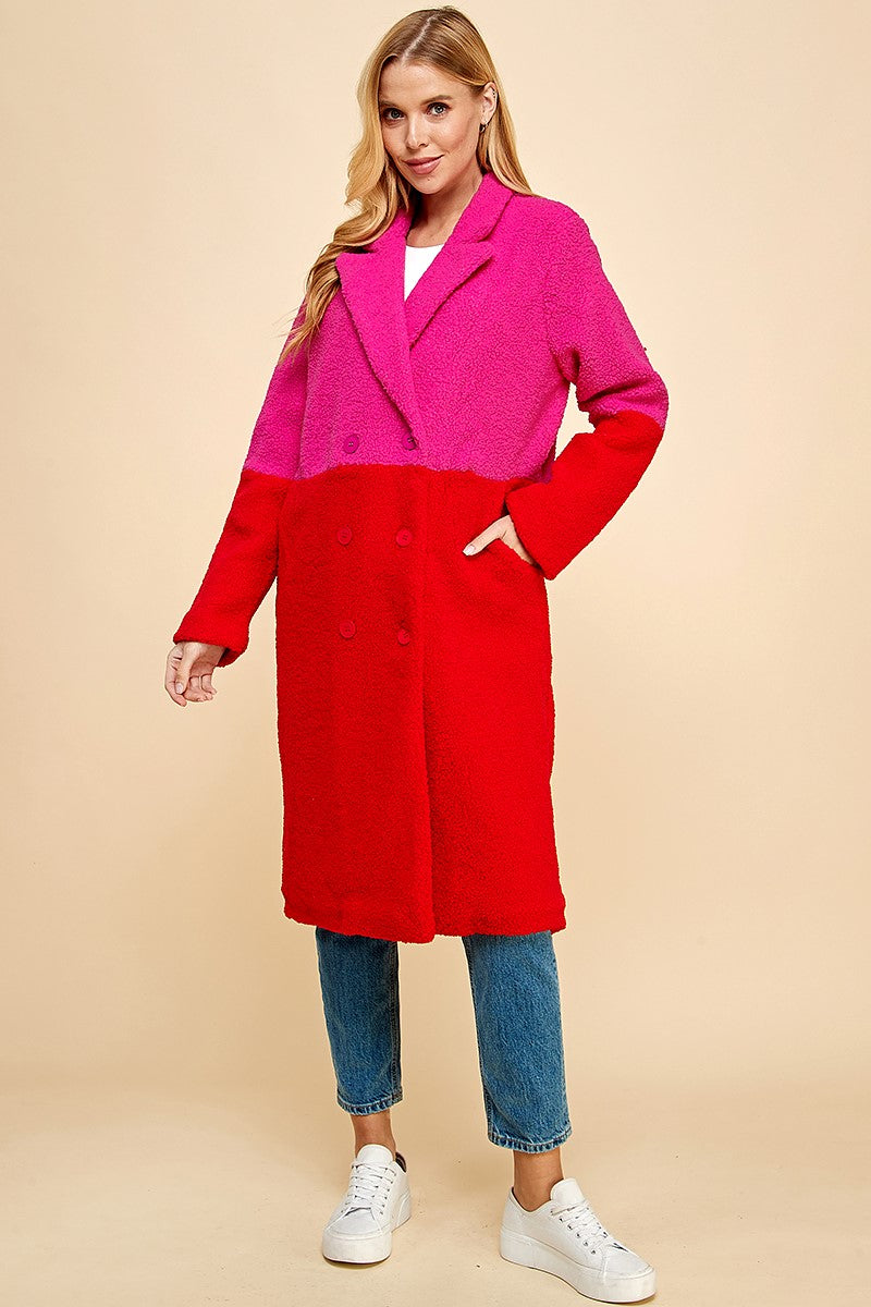 Pink Goes Red Faux Fur Coat