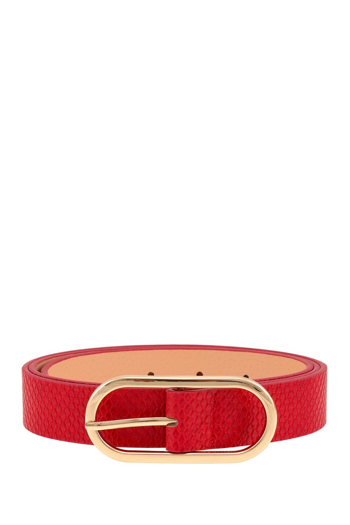 Cherry Red Vegan Snake Belt