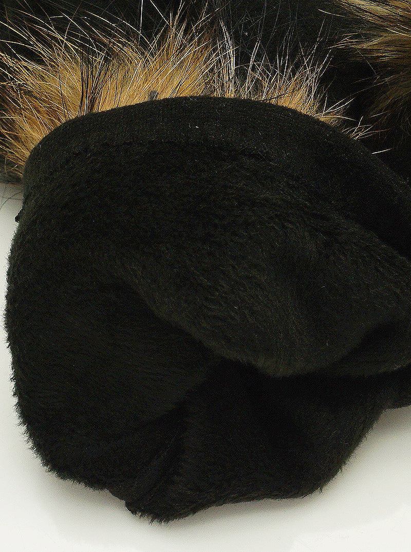 Faux Fur Pom Pom Gloves (Black)