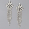 Flower Rhinestone Chandelier Drop Earrings (Color: Silver)