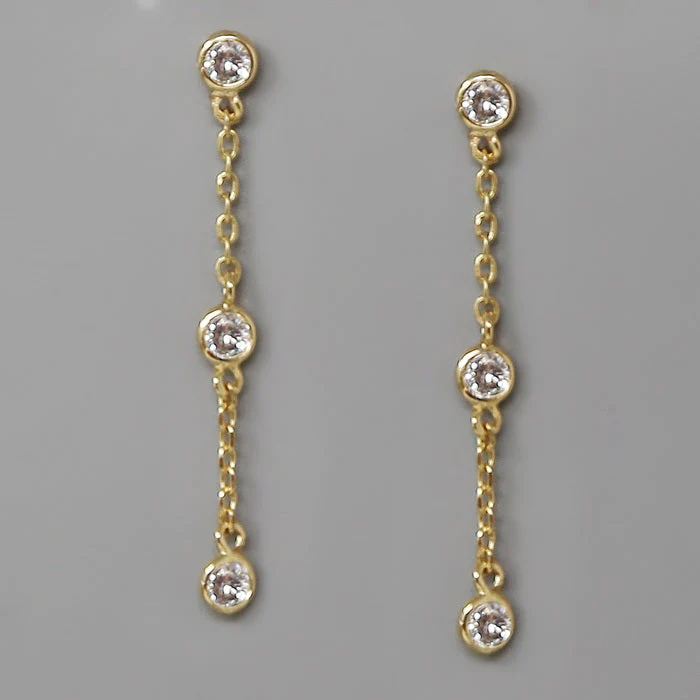Gold Chain CZ Earrings
